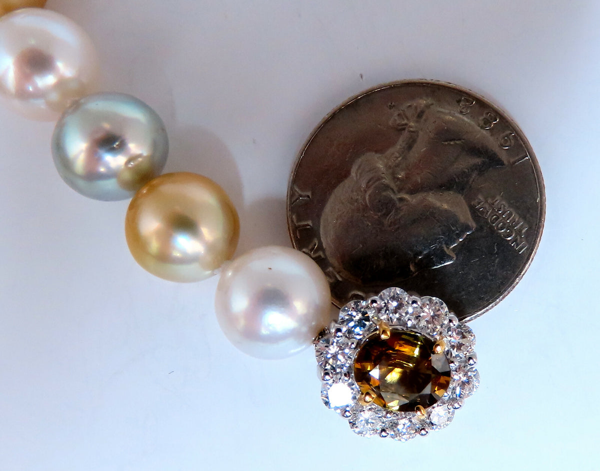 GIA certified Natural Multicolor Tahitian Saltwater Pearls necklace 11.7m 14k *v