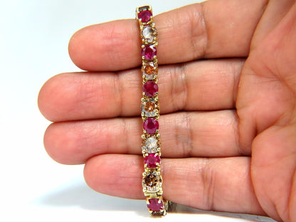 24.14ct Natural Fancy Brown Diamonds Red Ruby Bracelet 18kt Tennis *v