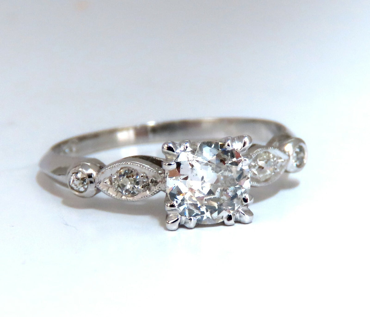 .76ct Natural Round Diamond Vintage Platinum Ring *v