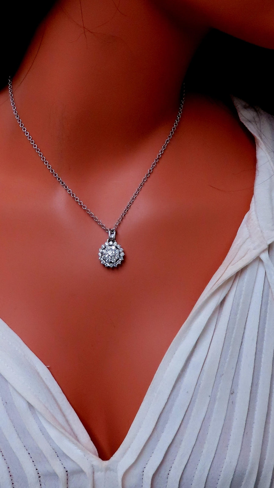 Natural 1.65ct Diamonds Cluster Pendant Necklace 14kt 12374 *v