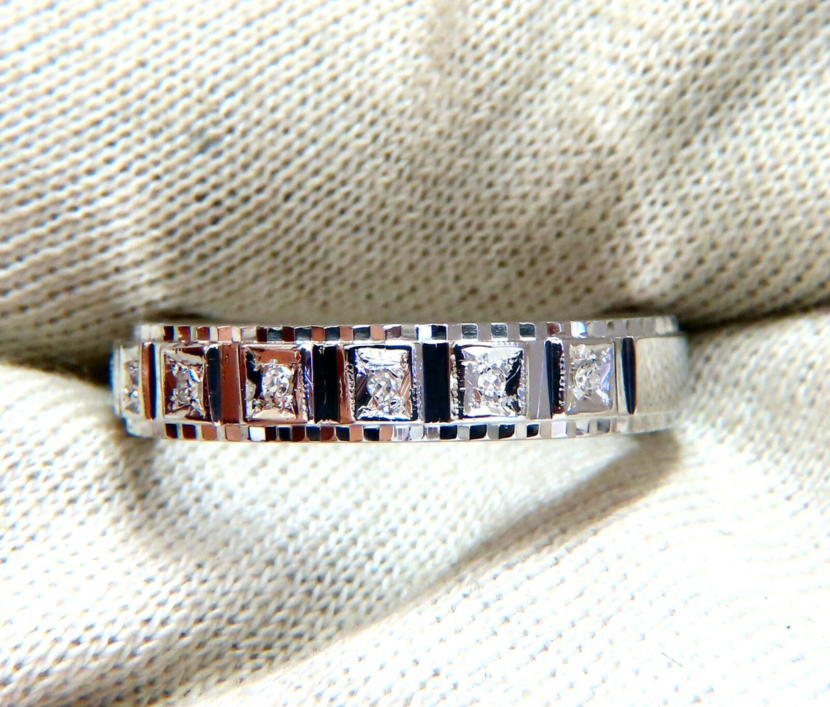 .10ct Natural Diamonds Square Box Mod Deco Mens Ring 14kt Size 11 *v