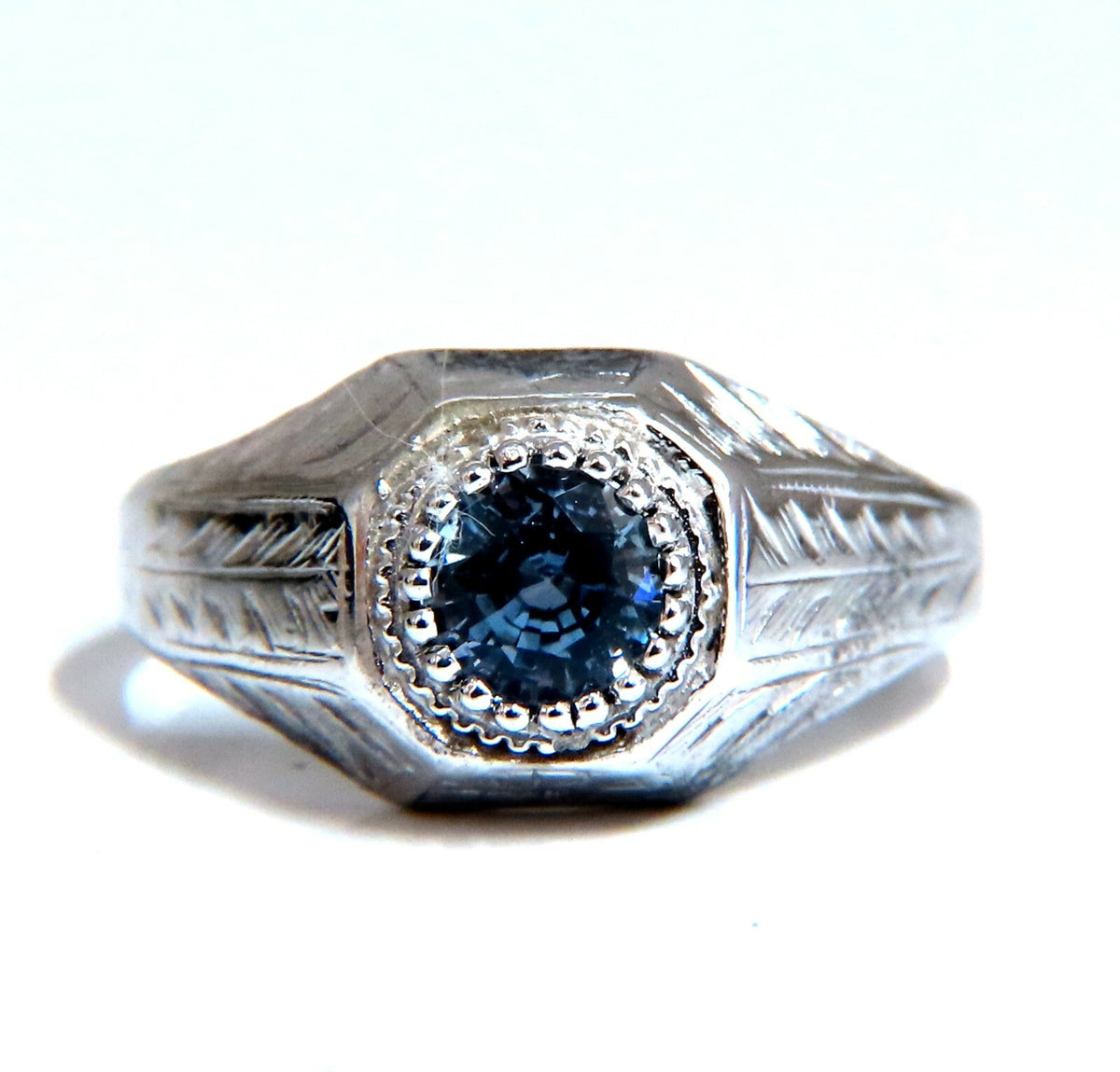 .76ct Natural Periwinkle Blue Sapphire Solitaire Ring 14kt Vintage *v