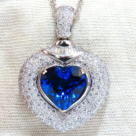 GIA Certified 8.50ct Natural Heart Tanzanite Diamond Necklace 14kt Gold Prime *v