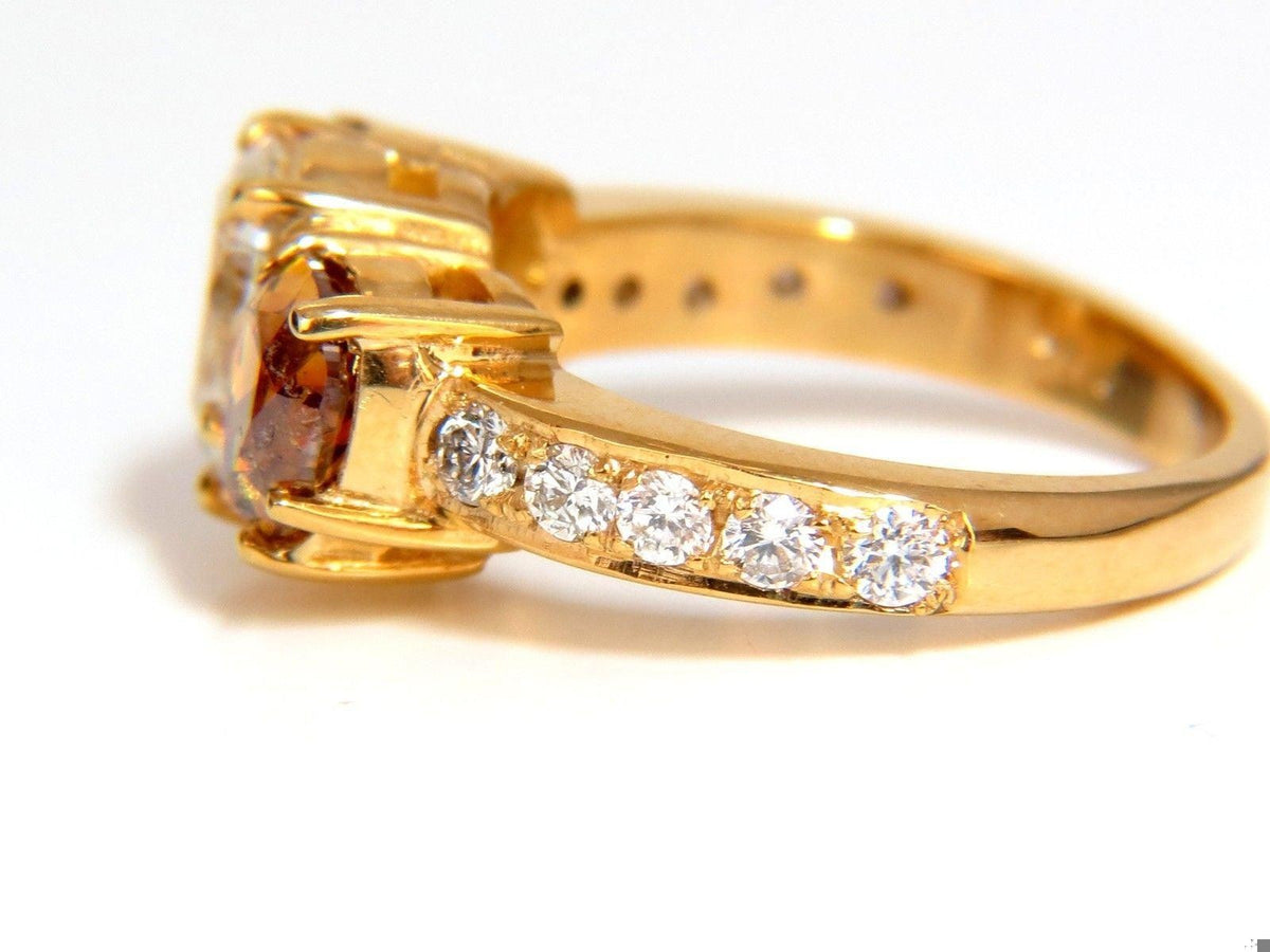 Natural .78ct Pear & 1.52ct Fancy Yellow Brown Diamonds Ring 18kt 10027 *v