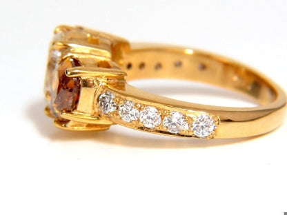 Natural .78ct Pear & 1.52ct Fancy Yellow Brown Diamonds Ring 18kt 10027 *v