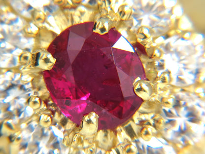 GIA Certified 1.12ct Natural No Heat Ruby Cluster Ballerina Diamonds Ring 18kt*v