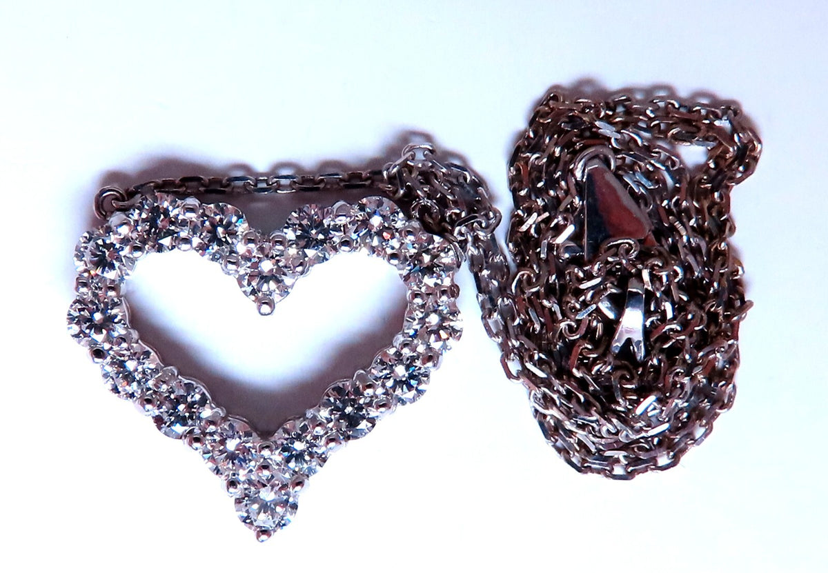 1.75ct Open Heart Natural diamonds necklace 14 karat G.VS *v