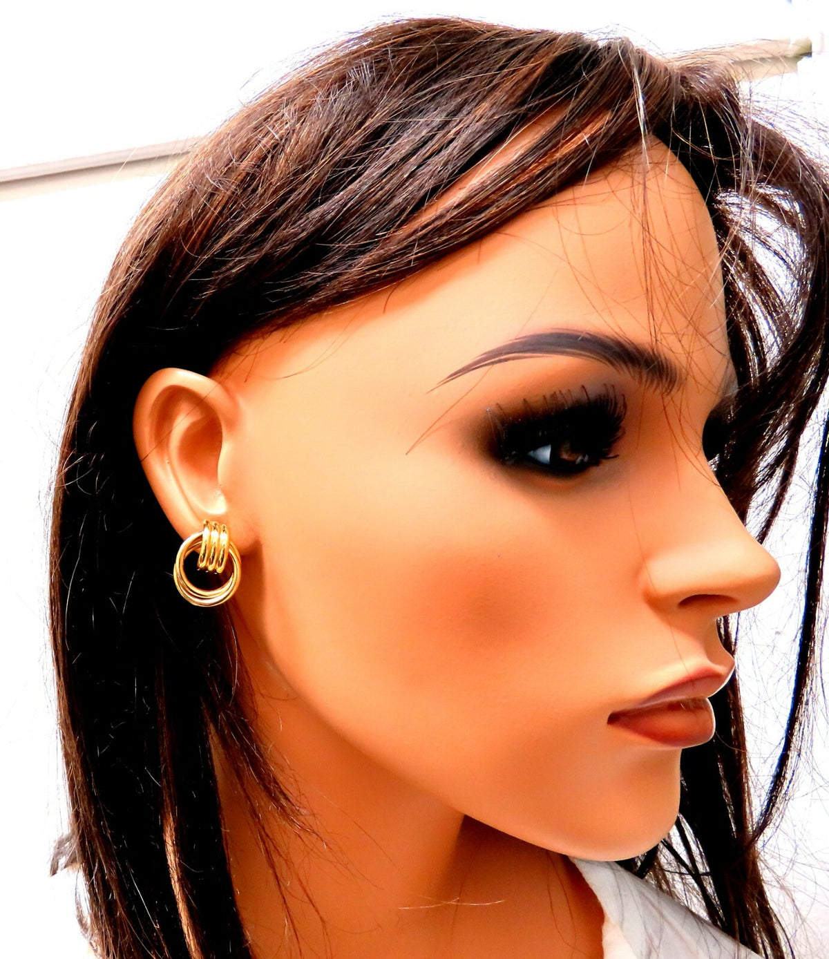 14kt Gold Circular Tube Earrings Knocker Classic *v