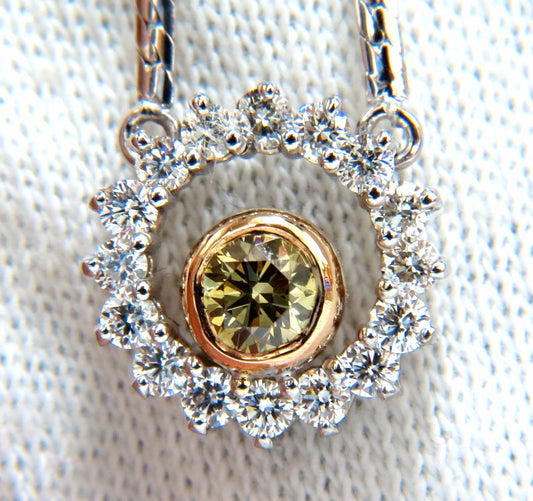 1.02 Carat Fancy Color Natural Yellow Brown Diamond Circle Eternity Necklace *v