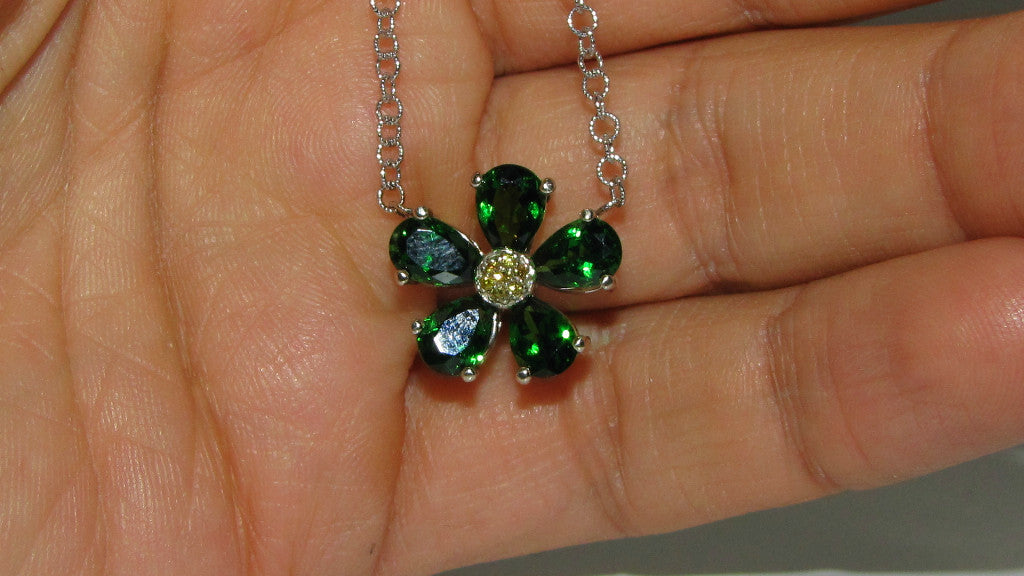 4.60CT NATURAL TSAVORITE YELLOW DIAMOND PENDANT *v