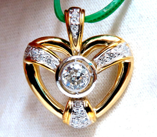 .40ct Natural Diamond Heart Pendant Flush Mount 14kt *v