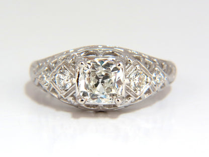 GIA 1.04ct. Cushion Brilliant natural diamond ring G/ Si-1 Deco 14kt gold *v