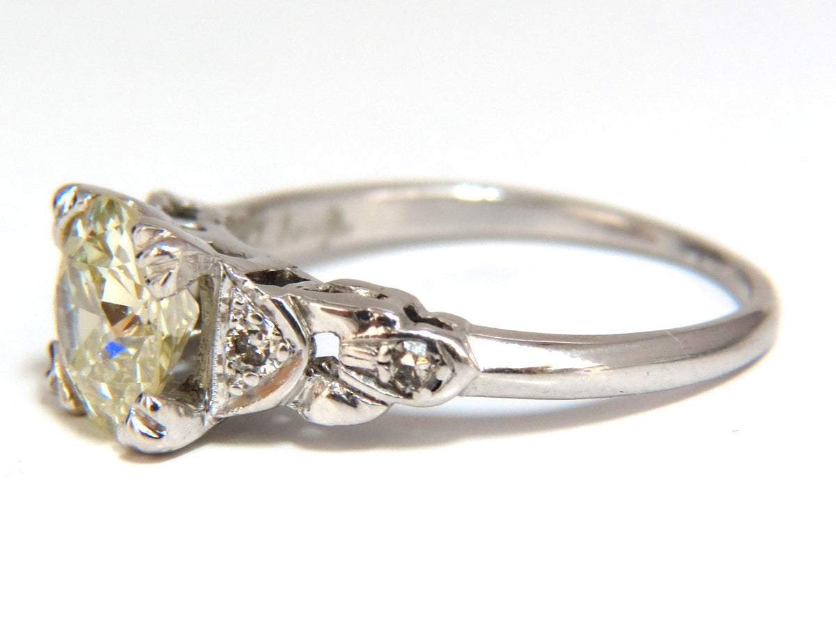 1.33ct vintage class old mine cut natural diamond engagement ring platinum *v