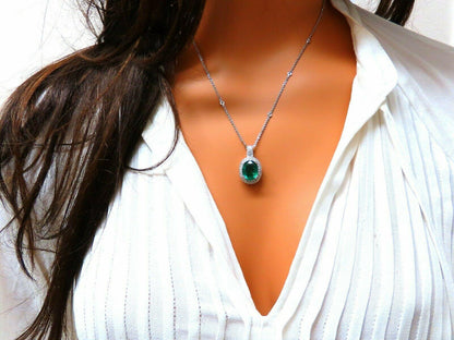 GIA Certified 4.63ct Natural Emerald Diamonds Necklace 14kt gold 11253 *v
