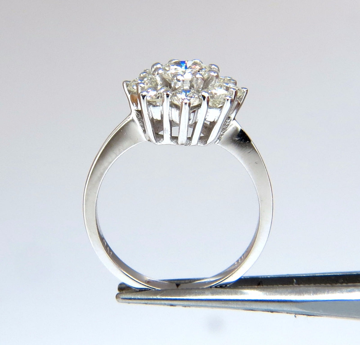1.40ct natural diamonds raised cluster ring 14kt gold *v