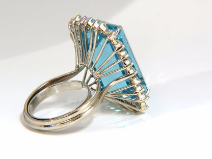 GIA Certified 33.85ct Natural Blue Aquamarine diamonds ring 14kt *v