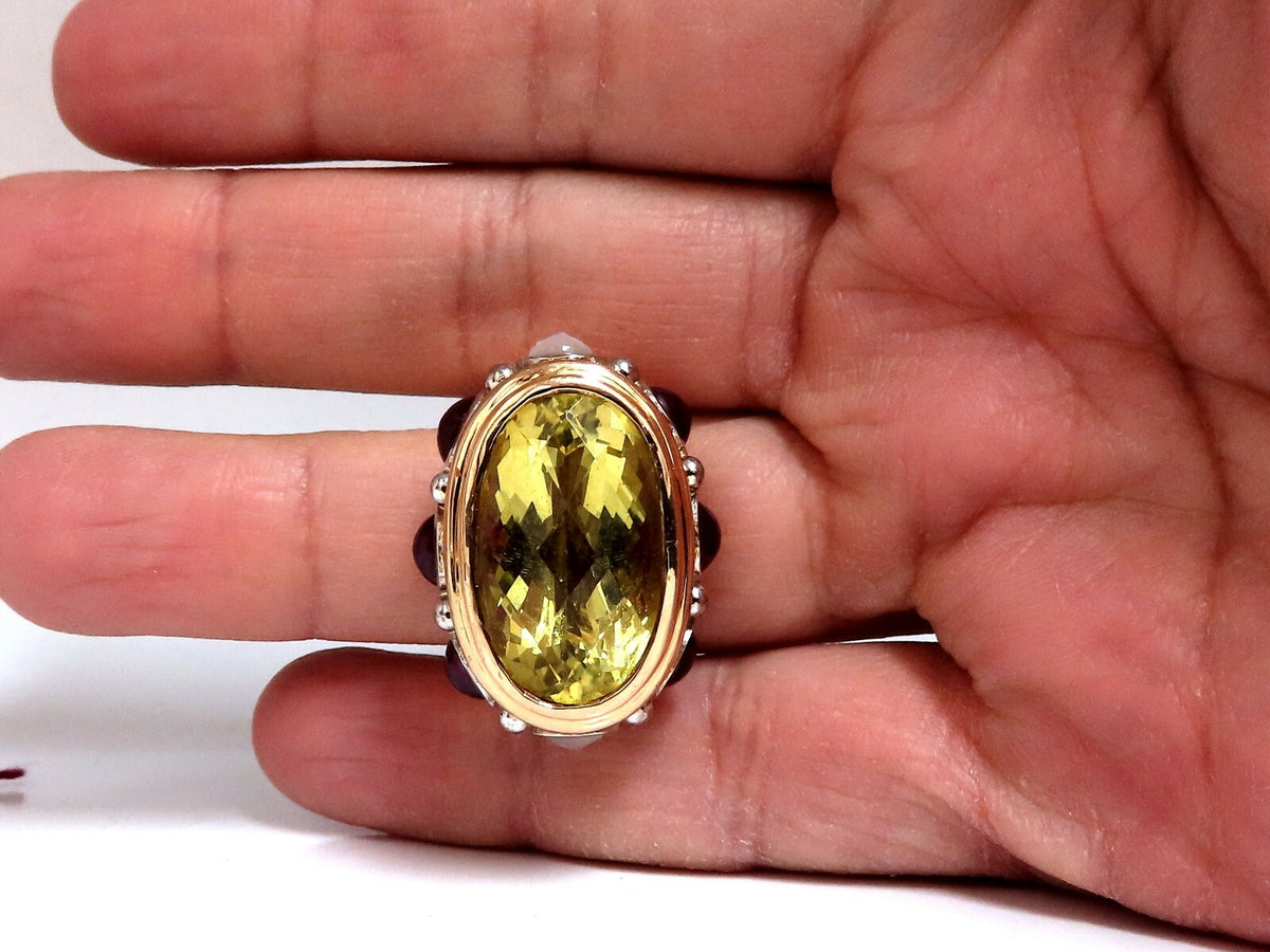 25ct Natural Lemon Quartz Vintage Ring 19 Karat Vintage 52 Gram *v