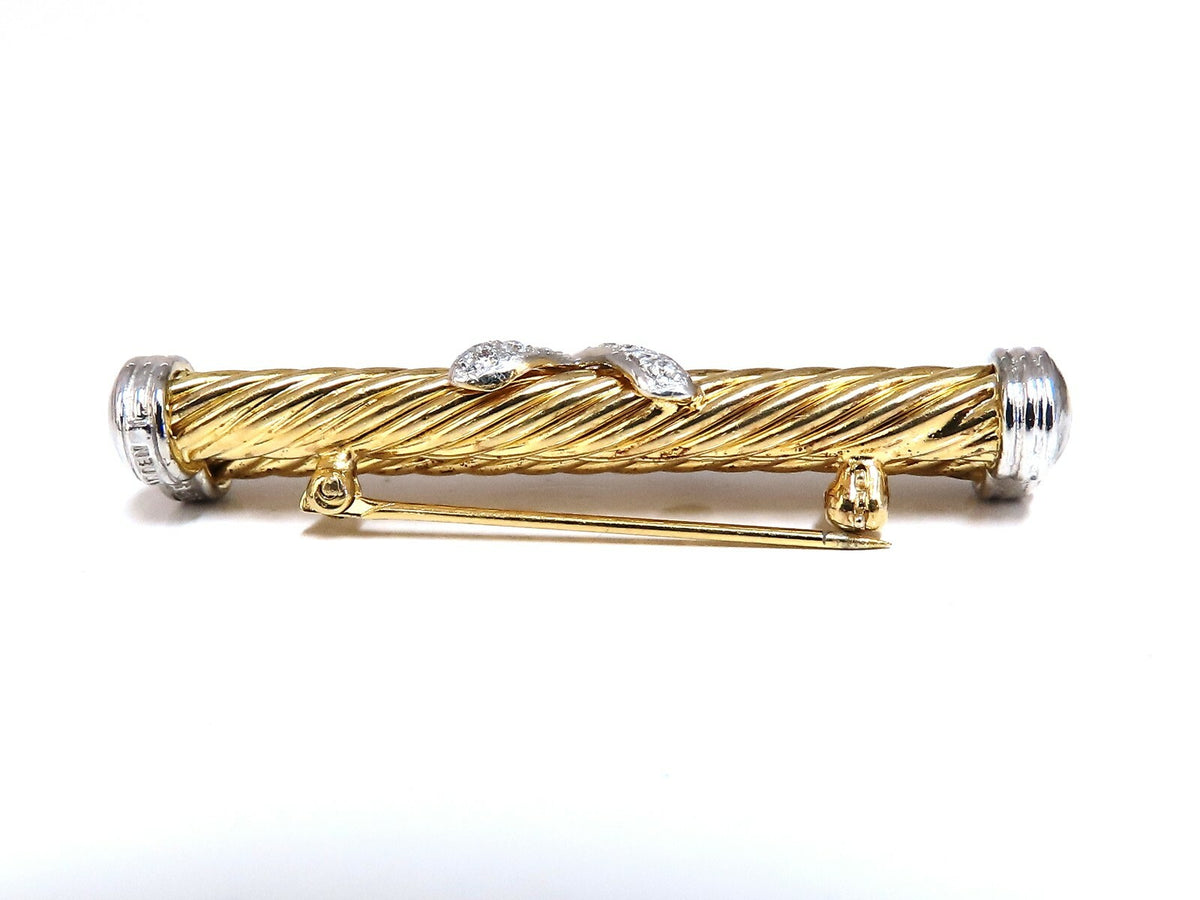 .35ct Natural Diamonds Candy Cane Twisting X Double Stick Pin *v