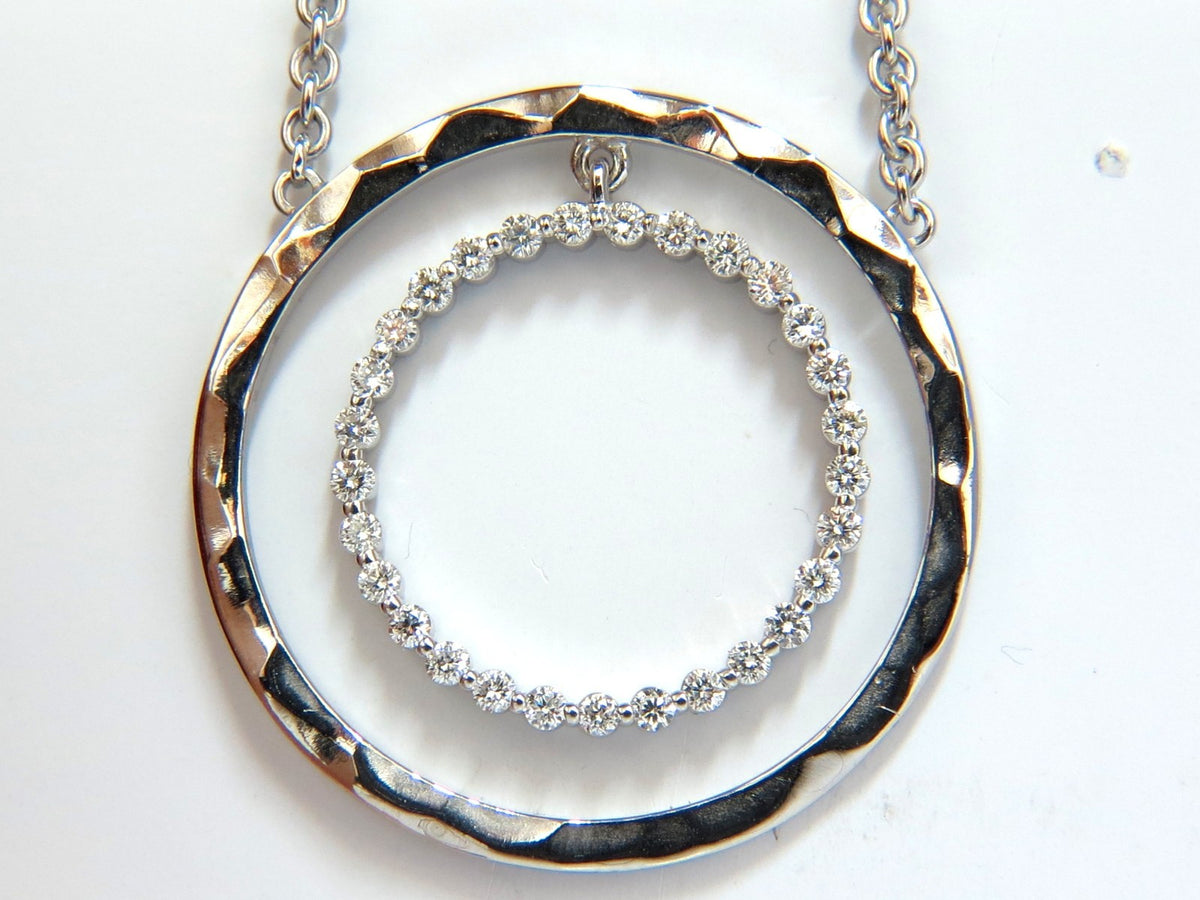 1.00ct. DIAMONDS DANGLING CIRCLE WITHIN CIRCLE BY YARD NECKLACE 18KT *v
