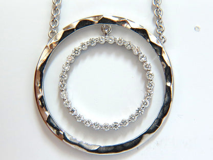 1.00ct. DIAMONDS DANGLING CIRCLE WITHIN CIRCLE BY YARD NECKLACE 18KT *v
