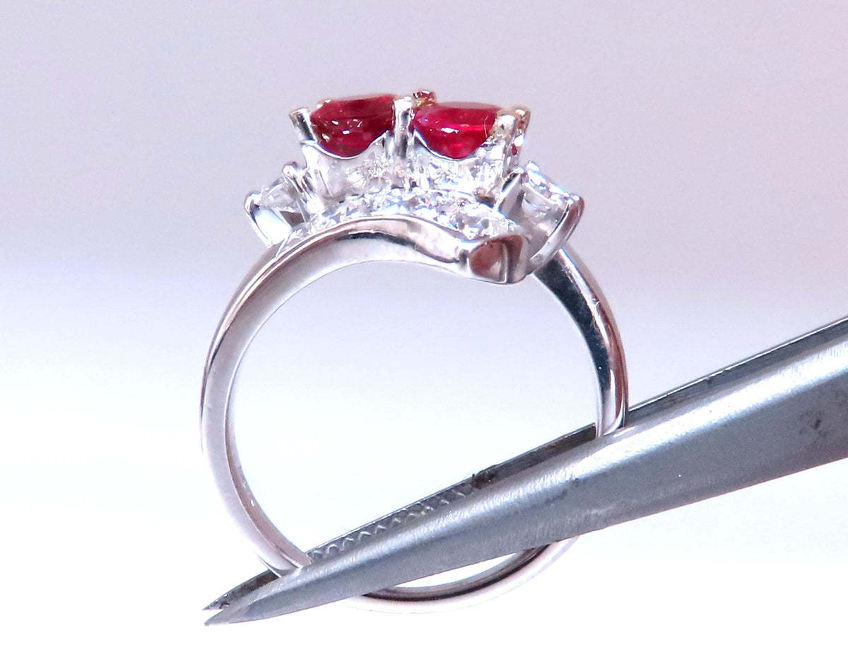 1.10ct Natural Ruby Diamonds Crossover Deco Ring 14kt Gold 12439 *v