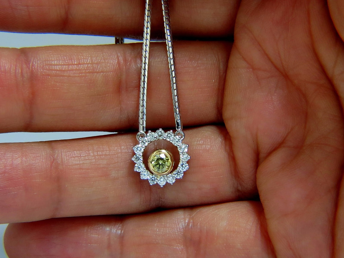 1.02 Carat Fancy Color Natural Yellow Brown Diamond Circle Eternity Necklace *v
