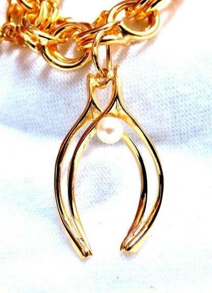 Eight Charms Link Bracelet 14kt gold 7 inch 43gm *v
