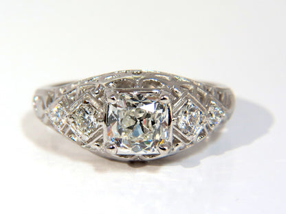 GIA 1.04ct. Cushion Brilliant natural diamond ring G/ Si-1 Deco 14kt gold *v