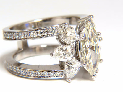4.12ct natural diamonds marquise / pear eternity ring cocktail mod 14kt *v