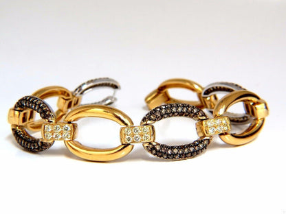 5.30ct natural fancy yellow & brown diamond link bracelet 14kt 12241 *v