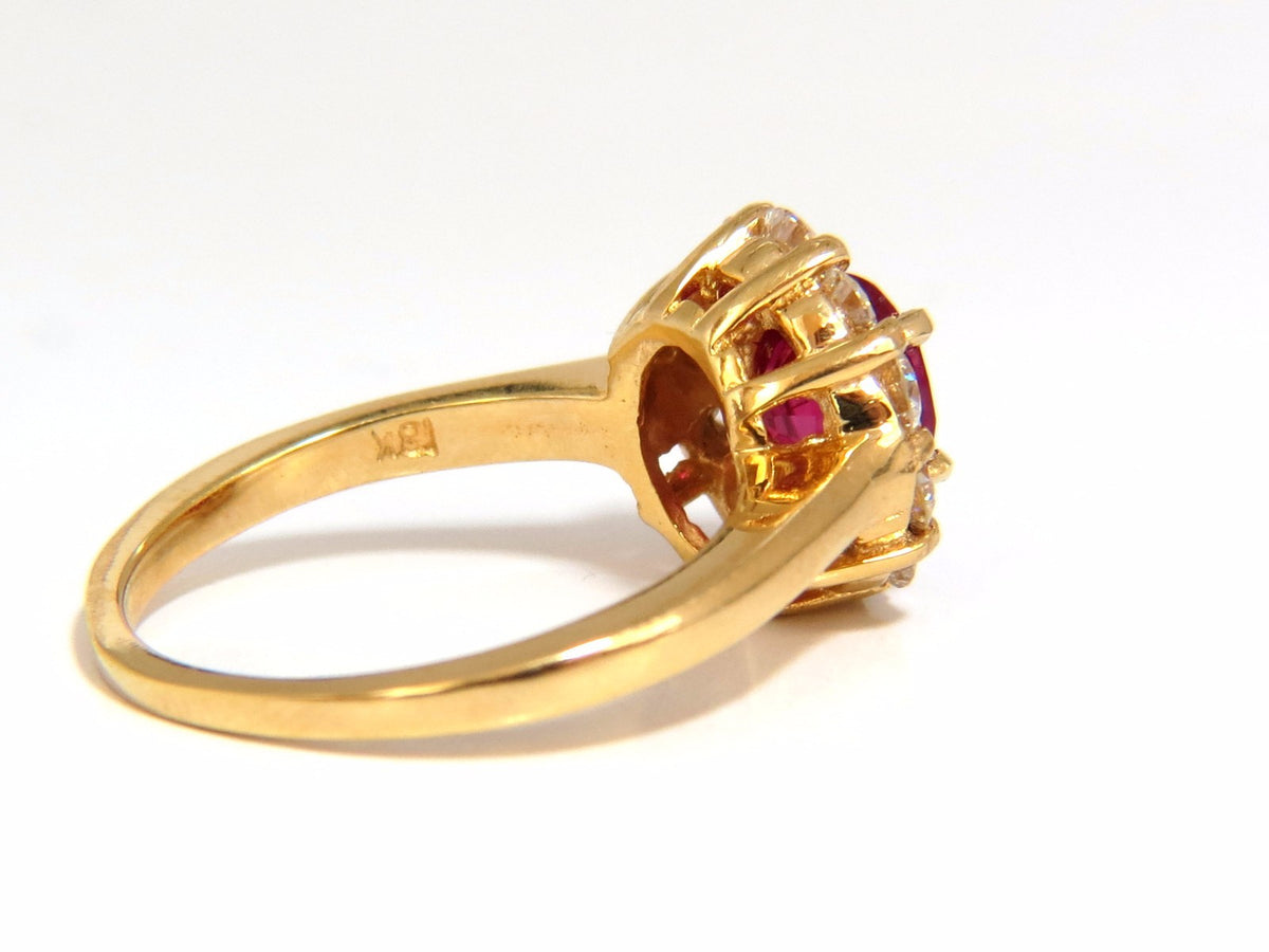 GIA Certified 1.54ct oval cut red natural ruby .88ct diamonds ring 18kt *v