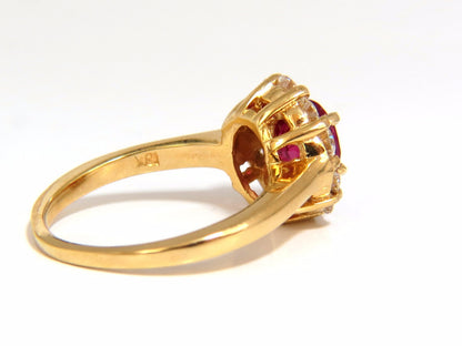 GIA Certified 1.54ct oval cut red natural ruby .88ct diamonds ring 18kt *v