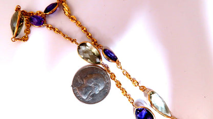 150ct natural purple green amethyst necklace 14kt Gold *v