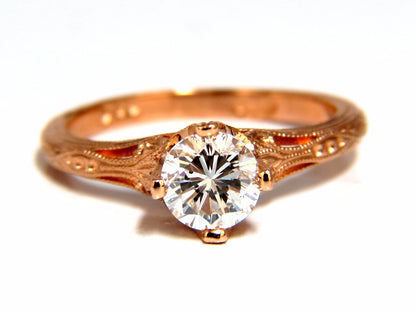 GIA Certified .95ct F.Si1 natural round diamond ring Portuguese Revival 14kt *v