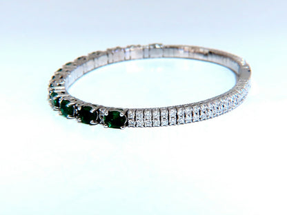 7ct Natural Emerald Diamond Bangle Bracelet 14kt White Gold *v