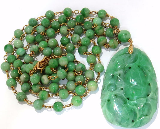 GIA NATURAL 210CT JADE BEAD NECKLACE & NO ENHANCEMENTS *v