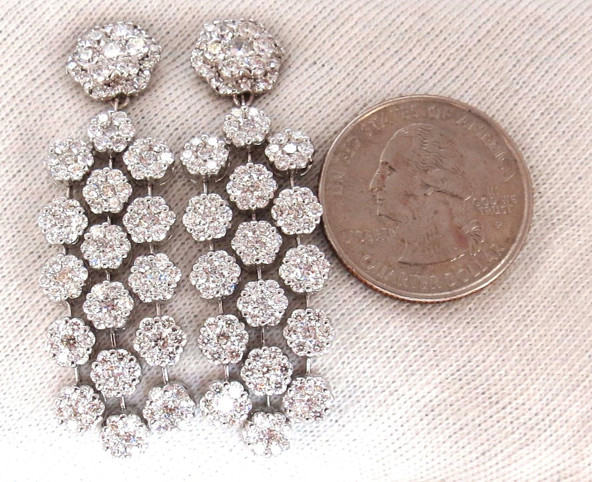 6.50ct natural round diamonds tier floating cluster dangle earrings g.vs 18kt *v