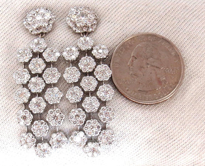 6.50ct natural round diamonds tier floating cluster dangle earrings g.vs 18kt *v
