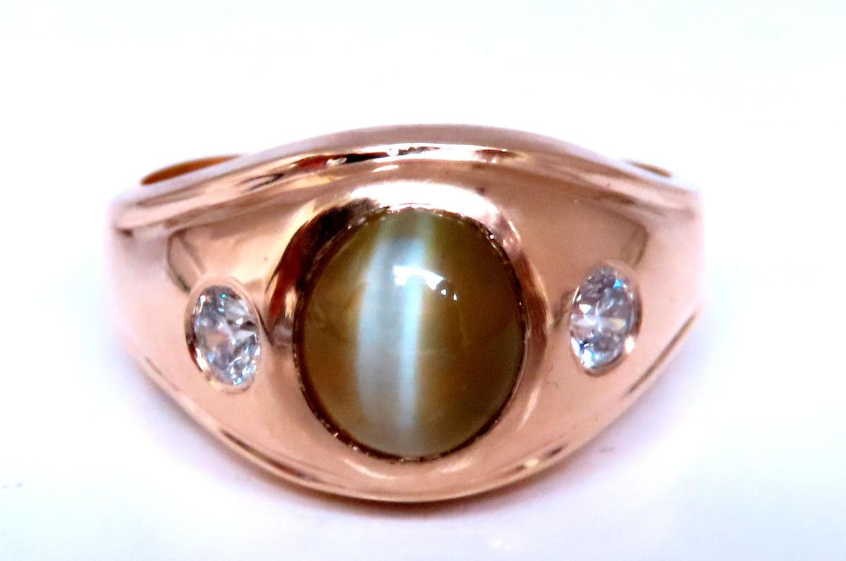 GIA Certified 3.15ct Natural Cats Eye Ring 14kt  Gold 12415 *v