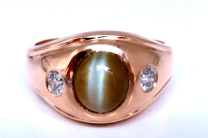 GIA Certified 3.15ct Natural Cats Eye Ring 14kt  Gold 12415 *v