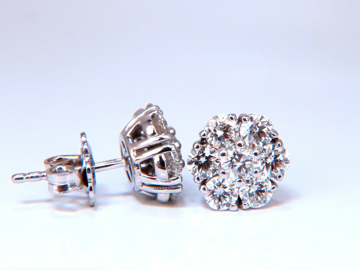 1.70ct. natural round diamond cluster earrings 14 karat floreta *v