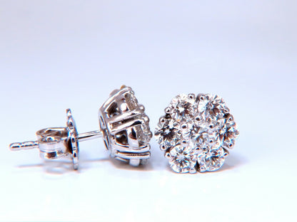 1.70ct. natural round diamond cluster earrings 14 karat floreta *v