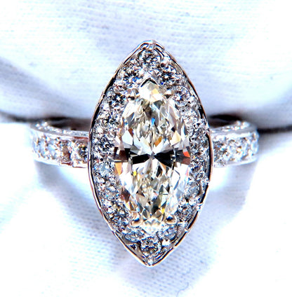 GIA Certified 2.03ct Natural Marquise Diamond Cluster Halo Ring 14kt *v