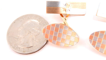 14kt checkers chess checkerboard gold cufflinks *v