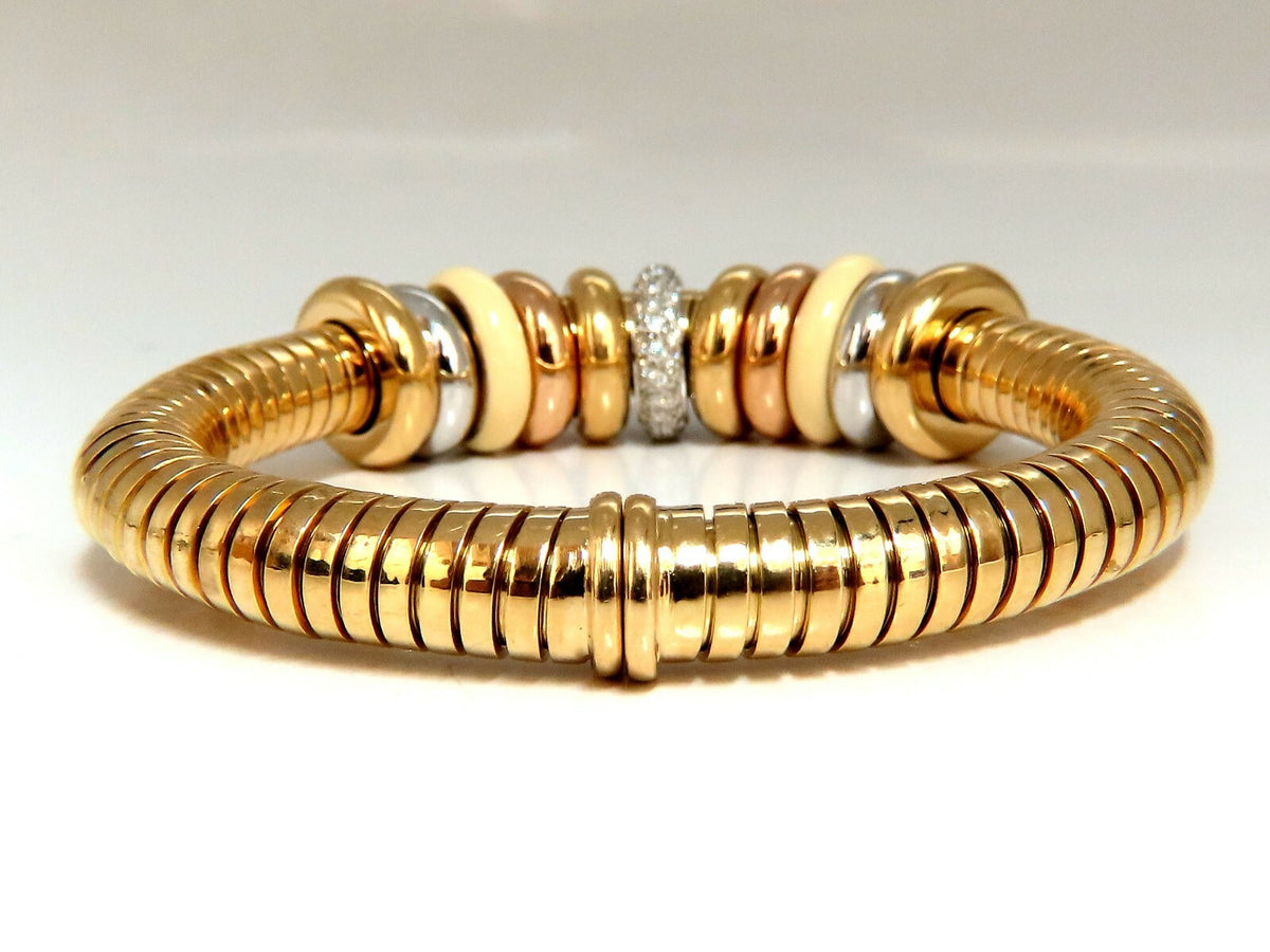 1.00ct Diamonds Ladies Accordion Bangle Bracelet 18 karat Rolling Rings Float *v
