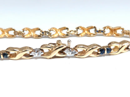 1.16ct Natural Sapphire Diamonds X Link Bracelet 14kt gold *v