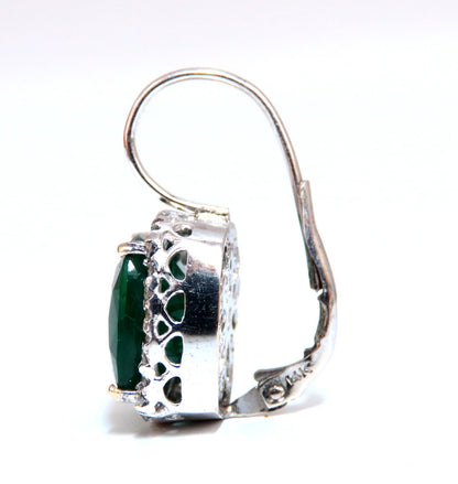 GIA Certified 17.05ct Natural Emeralds Diamond Earrings 18kt Cluster Halo *v