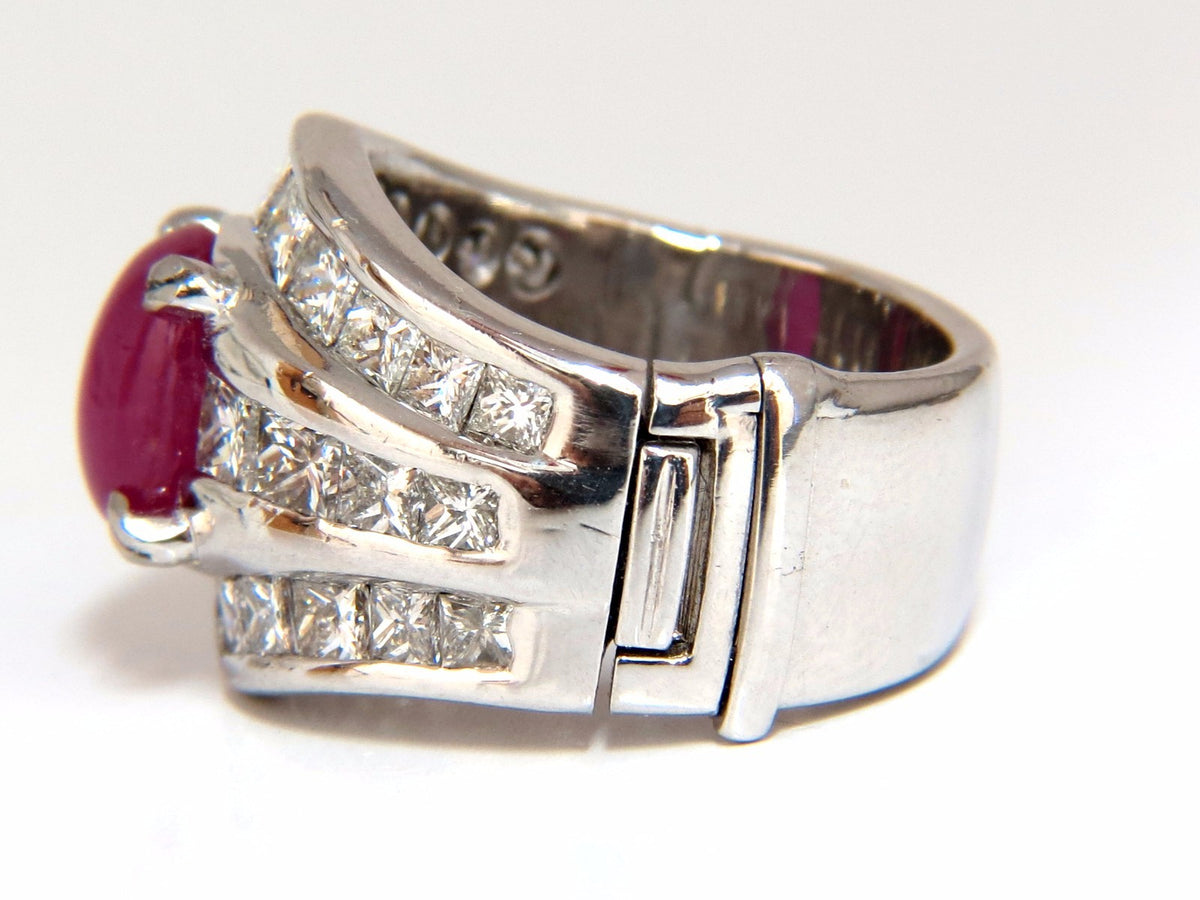 GIA 6.32ct Natural No Heat Star Ruby Diamond Ring Platinum Knuckle Buckle *v