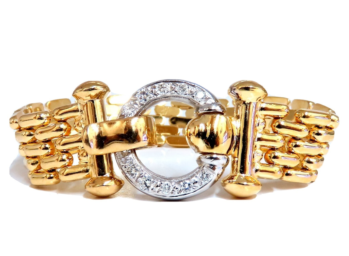 .70ct Natural Round Diamonds Circle Toggle deco Bracelet 14kt Panther *v