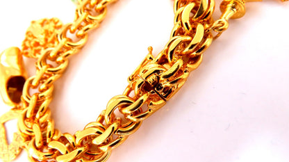 14kt 10 Charm Bracelet Fairy Horn Irish Lock Cross Jade Mary Slipper Heart *v
